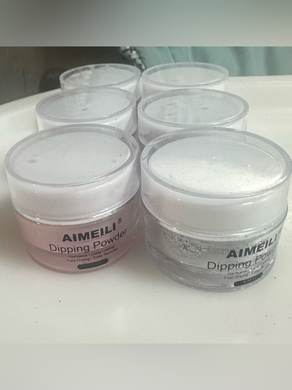 Aimeili Dipping Powder Set — Pink & Silver